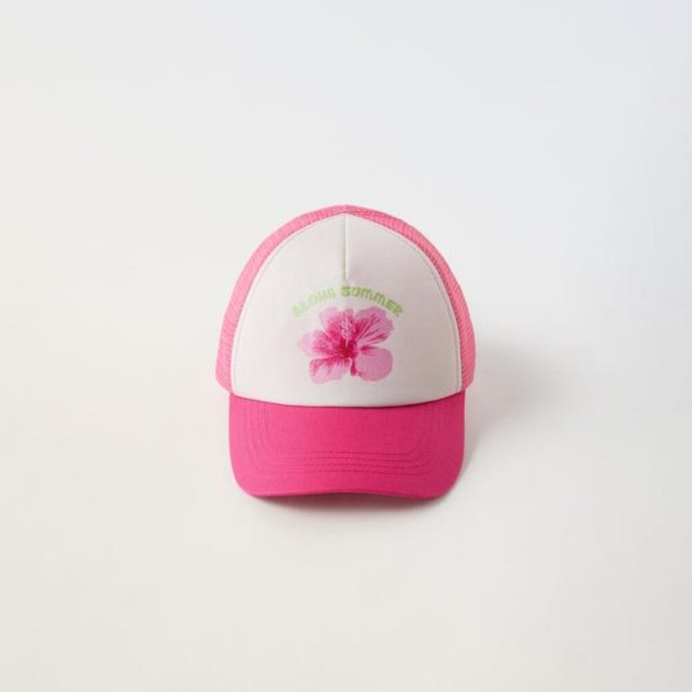 ZARA SHIMMERY FLOWER MESH CAP 6-9